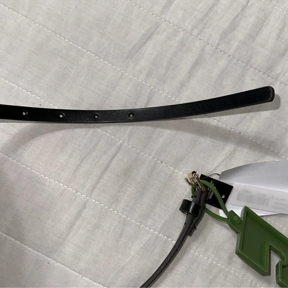 kate spade L Black Cream Pale Gold Tone Bow Belt